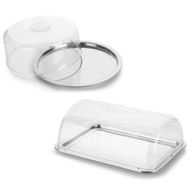 Imagem de Kit Boleira 2 peças Redonda Retangular Com Tampa Cristal Multiuso Band