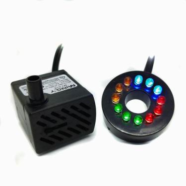 Imagem de Motor Bomba Submersa Bombinha Fonte Água + Luminária 12 Leds - Mingy