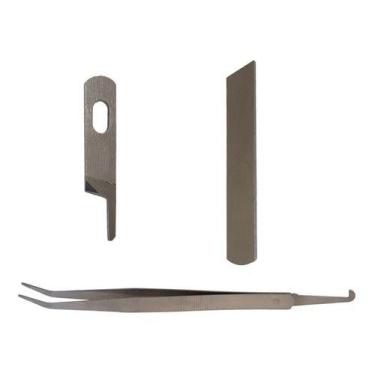 Imagem de Par Faca Faquinha Overloque Interloque Industrial KR23 KR35 + Pinça - 