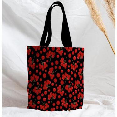Imagem de Bolsa Sacola Artesanal de Tecido Cerejas - CoreDecore