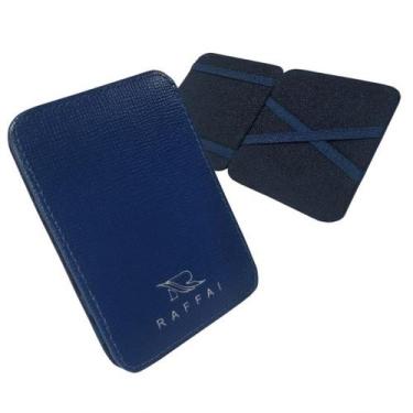 Imagem de Carteira Mágica Slim Couro 14-R Raffai Couros, Azul marinho
