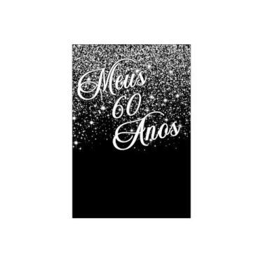 Imagem de Painel De Festa Vertical 1,50 x 2,20 - Efeito Glitter Prata Meus 60 An