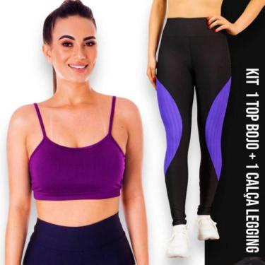 Imagem de Conjunto Top fitness ALÇA FINA bojo Feminino + Calça LEG LEGGING REDIN
