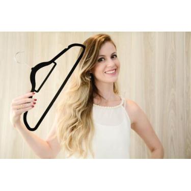 Imagem de Cabide de Veludo Preto Adulto 42 cm 100 pecas - Loladecor