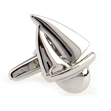 Imagem de Abotoaduras prateadas para veleiro náutico