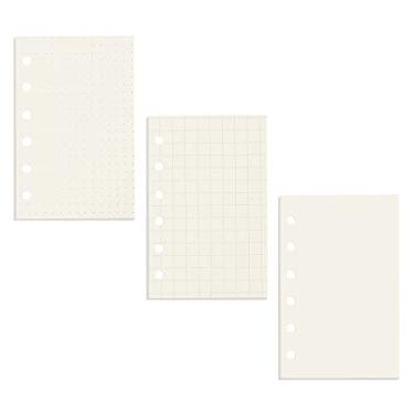 Imagem de Pacote com 3 refis para fichário de papel A7, recarregável, 6 furos, refil de papel de folha solta para fichário de agenda de 6 anéis, 40 folhas por pacote, total de 120 folhas