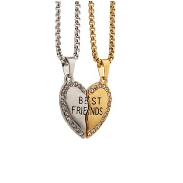 Imagem de Scddboy Colar BFF para 2, colares de melhor amigo, colares para casal dele e dela pingentes de coração partido, Aço inoxidável, Coração partido