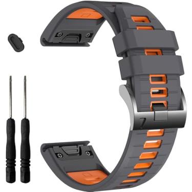 Imagem de EZMVZKU Pulseira de silicone de ajuste rápido de 22 mm para Fenix 8 de 47 mm/Fenix 7/6/5/7 Pro/6 Pro/5 Plus/E, pulseiras esportivas para Garmin Forerunner 965 955/tactix 8 AMOLED/Approach S70 47