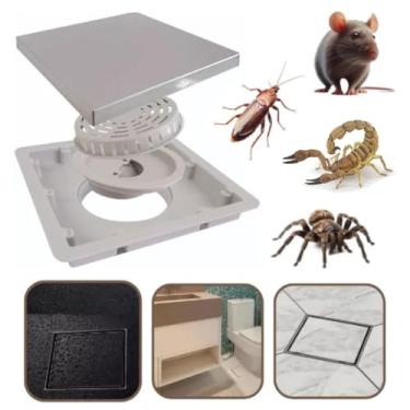 Imagem de Ralo Oculto 10x10 Fechamento Automático invisível Cola Piso ou Porcelanato Anti inseto para Banheiro Lavanderia Quintal Saída Cano 100mm