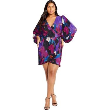 Imagem de City Chic Mini vestido plus size com envoltório sintético - estampa floral selvagem, Flor selvagem, 25 Plus Size