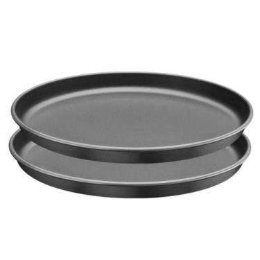 Imagem de Kit 2 Assadeiras Pizza Alumínio 35cm Brasil Grafite Tramontina 2005803