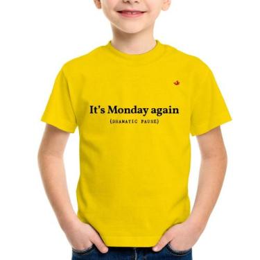 Imagem de Camiseta Infantil It's Monday again - Foca na Moda, Amarelo, 10