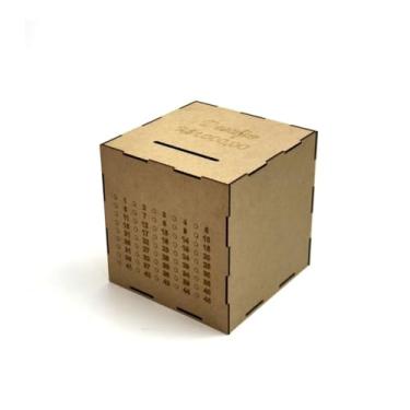 Imagem de Cofre Cubo WoodBox MDF Desafio Japonês de Poupança Economize de R$1 Mil a R$20 Mil (R$ 1 Mil)