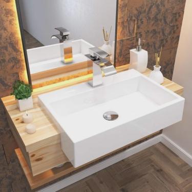 Imagem de Kit 3 Cubas de Semi Encaixe para Banheiro Xrt550 Retangular Compace Branco