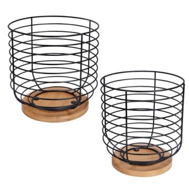 Imagem de yaenoei Organizador De Porta-Copos K 2 Peças - Armazenamento Cápsulas Café Acessórios Para Cafeteria Copos Arame Preto Grande Capacidade Com Base Bambu