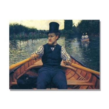 Imagem de Impressões em tela famosas, reprodução em tela, pintura emoldurada, imagem de arte de parede para decoração de casa (Rower In a Hat). Apenas tela de 50 x 65 cm - 19,7 x 25,6 pol