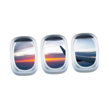 Imagem de Ｂｅｓｇａ 3x Adesivos de Asa de Avião Decalques de Parede Festa Interior Falso Janela Adesivo de Parede Decalque PVC Papel de para Casa Banheiro Sala de Jantar, Aurora