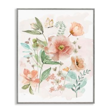 Imagem de Stupell Industries Design de arte giclée emoldurado cinza rosa selvagem flores primavera por Nan, 11 x 14