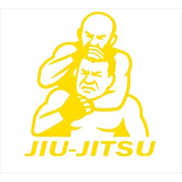 Imagem de Adesivo "Lutador Jiu - Jitsu" Arte Suave, BJJ, UFC, MMA, Tatame, Golpe M. Leao (AMARELO, 50x55 cm)