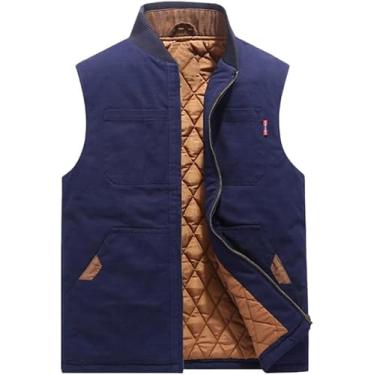 Imagem de Jaqueta Me Colete Sem Mangas Inverno Moda Casual Slim Ao Ar Livre Manter Aquecido Frio Macio Grosso Colete Casacos, Navy Blue, 3XL