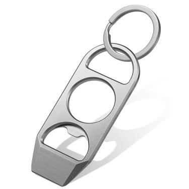 Imagem de TISUR Chaveiro abridor de garrafa de titânio, chaveiro plano EDC Mini Pry Bar Multiferramenta, abridor de garrafa de cerveja de bolso chaveiro para homens