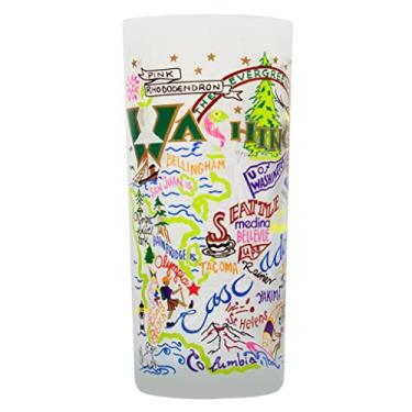 Imagem de Catstudio Copo de bebida, copo de vidro fosco Washington para cozinha, copos de bebida, copo de 425 g lavável na lava-louças para amantes de Washington