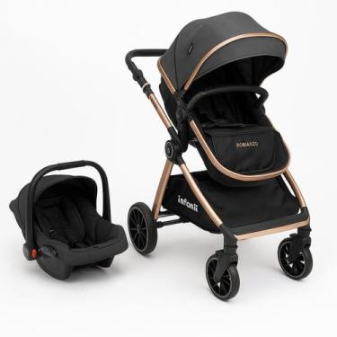 Imagem de Carrinho de Bebê Infantil Berço Passeio e Bebê Conforto, Preto