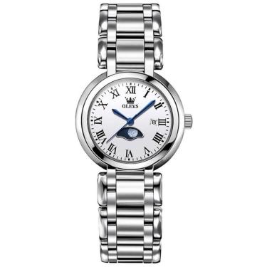 Imagem de Relógio Feminino De Quartzo Minimalista Com Strass Em Aço Inoxidavel A Prova D´agua Branco