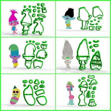 Imagem de Cortador Kit Trolls - 6 Modelos Modulares Mod 1 Tamanho 8 Cm
