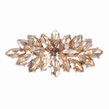Imagem de PATIKIL Broche de strass marquesa, broches de corpete de strass broche de lapela de flor de cristal para mulheres, terno de casamento, roupas, chapéu, vestido, joias, presente, 2.4x2.7cm, Gema, Sem