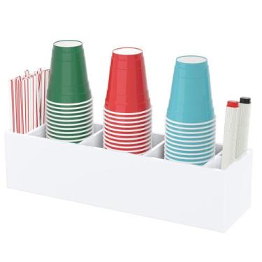 Imagem de Porta-copos BOSSCASA Triple Party Dispenser acrílico branco