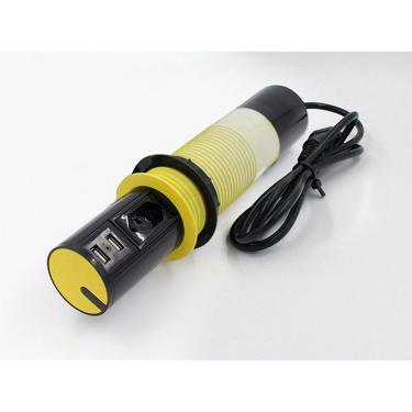 Imagem de Mini Torre Totem Automatico 1 Tomada 10a 2 Usb - Preto e Amarelo