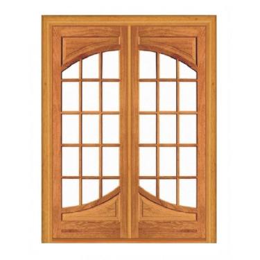 Imagem de Porta Dupla de Abrir Putiri Vidrinho - Madeira Maciça - Angelim