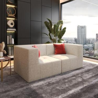 Imagem de Sofá Modular 2 Lugares em Suede  Design Estilo Togo Moderno e Confortá