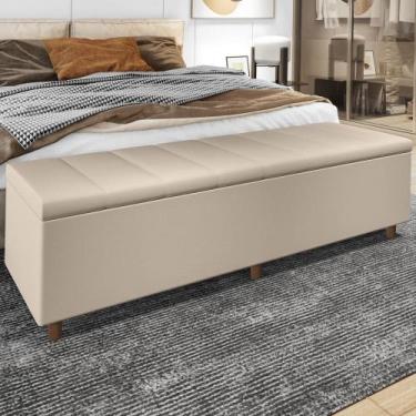 Imagem de Recamier Baú Estofado King 193cm Horus Veludo Bege Z04 - Mpozenato, Be