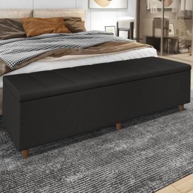 Imagem de Recamier Baú Estofado King 193cm Horus Sintético Marrom Z04 - Mpozenat