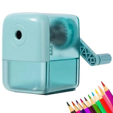 Imagem de ZQS Apontador de lápis manual, lápis de manivela automática, para lápis de 6,9 a 8 mm e lápis de cor, para crianças, estudantes, sala de aula, casa e escritório, verde