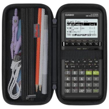 Imagem de Elonbo Estojo de transporte para Casio fx-CG50 PRIZM/fx-9750GIII Calculadora científica padrão/991ES Plus/991CW/115ES Plus/300ES/ 300MS Calculadora científica padrão, bolso de malha para cabo, preto +