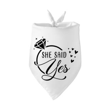 Imagem de She Said Yes Bandana de cachorro presente de chá de panela bandanas Maid of Honor casamento noivado foto adereço acessórios para amantes de cães presente de dono