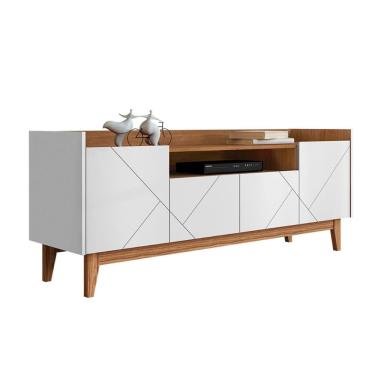 Imagem de Rack Adria 180cm Sala TV até 65 Polegadas Pés Madeira Maciça