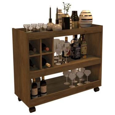 Imagem de Aparador Bar Com Rodizios Madeirado Em Mdf