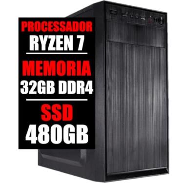 Imagem de Pc Computador Ryzen 7 3.7Ghz, 32Gb Ddr4, Ssd 480Gb, GeForce (8GB DDR4)
