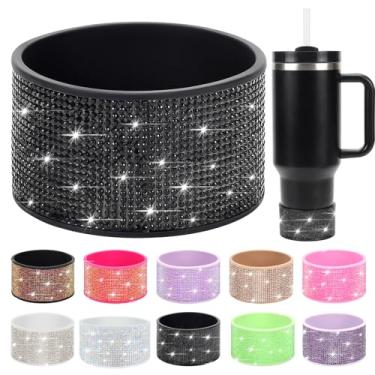 Imagem de Bota de silicone com strass para Stanley Quencher de 850 g, protetor de silicone antiderrapante para Qunercher Pro Tour Flip 300z, acessórios de copo para garrafas de água com base cilíndrica