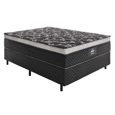 Imagem de Conjunto Box Mola Casal 138Cm Opala Negro Gazin