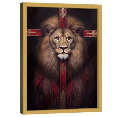 Imagem de Quadro Decorativo Leão Cruz Vermelha