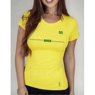 Imagem de Camiseta Camisa Adulto Feminina Masculina Algodão do Brasil Copa MD3 -