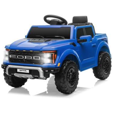 Imagem de Mini Veículo Elétrico Licenciado Ford F150 Raptor 12V p/ Crianças c/ Controle Remoto, Luz de LED, Som MP3, Caçamba, Cinto 3 Pontos -
