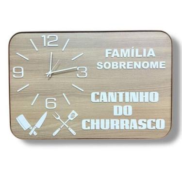 Imagem de QUADRO RELÓGIO PERSONALIZADO FREIJÓ CANTINHO do CHURRASCO,LETREIROS BR