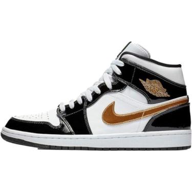 Imagem de Jordan Tênis masculino Air 1 Mid SE preto/dourado metálico-branco (852542 007), Preto/branco/ouro metálico., 14