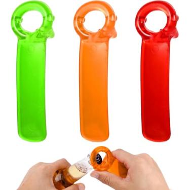 Imagem de 3 abridores de frascos, abridor manual de tampa de lata, ferramenta de chave para idosos, mulheres idosas, mãos fracas (laranja, vermelho, azul)